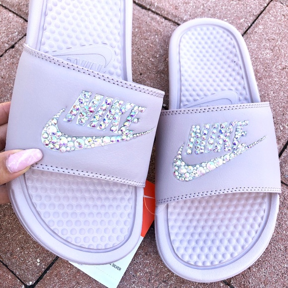 blush nike slides